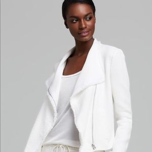 Vince white tweed moto jacket